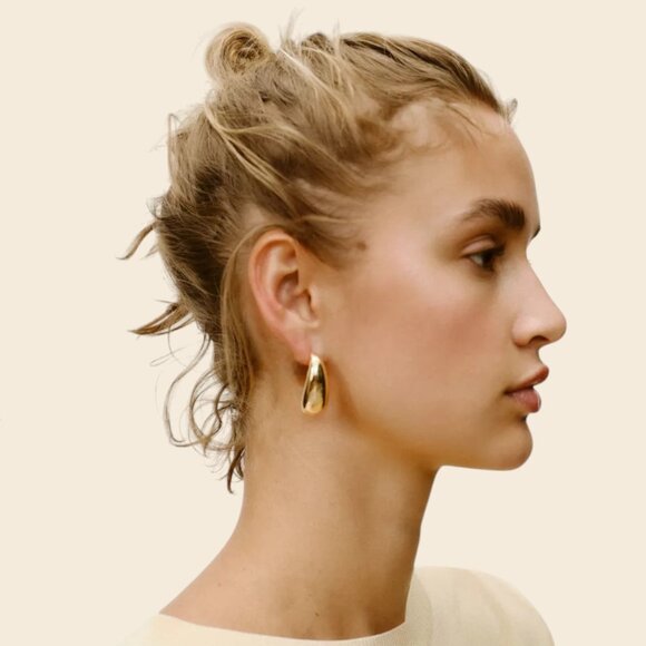 Zara Gold Tone Large TearDrop Earrings - Picture 3 of 3